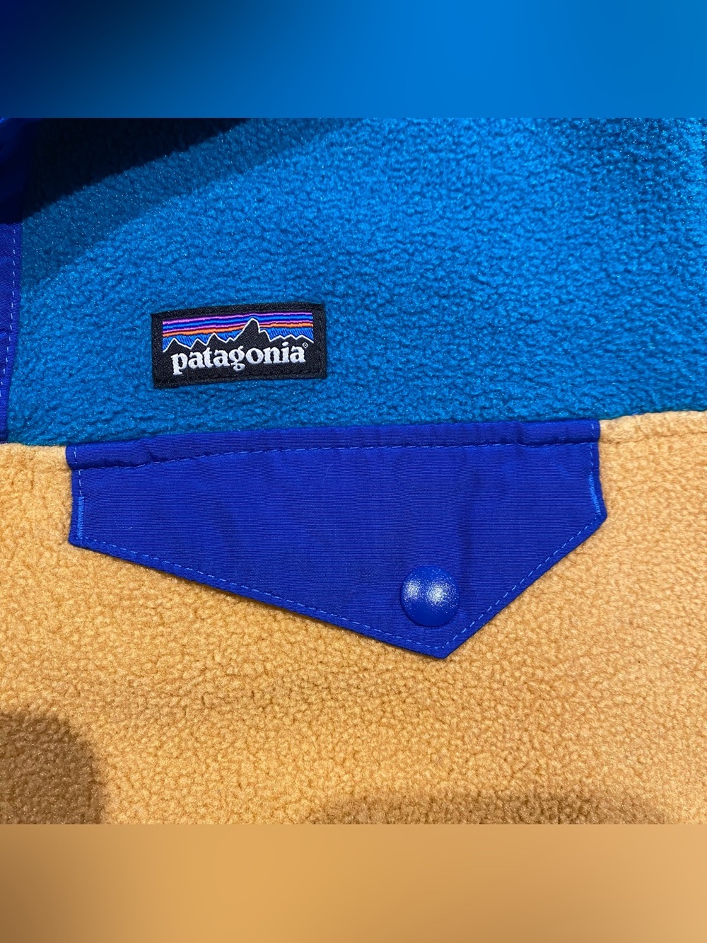 (S) Patagonia Lightweight Synchilla Snap-T Fleece Pullover Yellow Blue Small - Picture 6 of 13